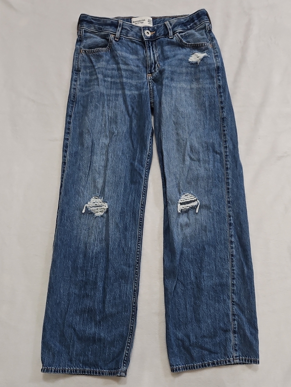 abercrombie kids Distressed Wide-Leg Denim Jeans